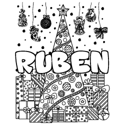 RUBEN - Christmas tree and presents background coloring