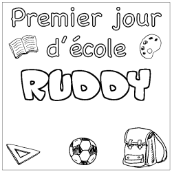 Coloring page first name RUDDY - School First day background