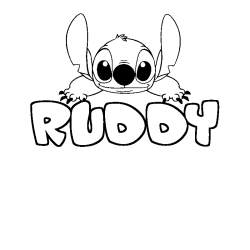 Coloring page first name RUDDY - Stitch background