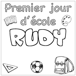 Coloring page first name RUDY - School First day background