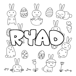 Coloring page first name RYAD - Easter background