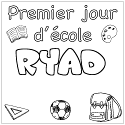 Coloring page first name RYAD - School First day background