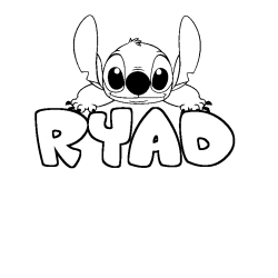 Coloring page first name RYAD - Stitch background