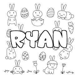 Coloring page first name RYAN - Easter background