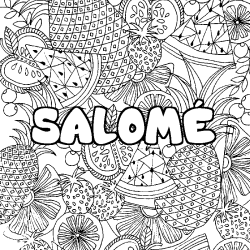 Coloring page first name SALOMÉ - Fruits mandala background