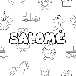 Coloring page first name SALOMÉ - Toys background