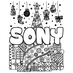 SONY - Christmas tree and presents background coloring