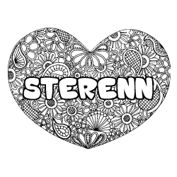 Coloring page first name STERENN - Heart mandala background