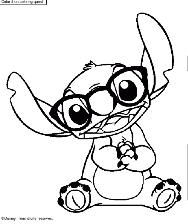 Stitch with glasses by un invité coloring