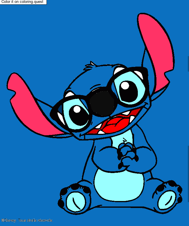 Stitch with glasses by a guest