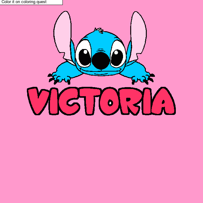 Coloring page first name VICTORIA - Stitch background by a guest