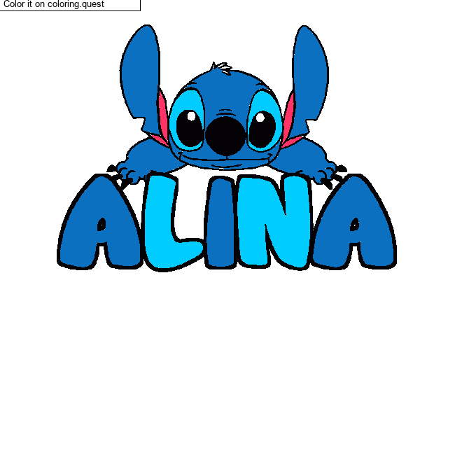 Coloring page first name ALINA - Stitch background by a guest