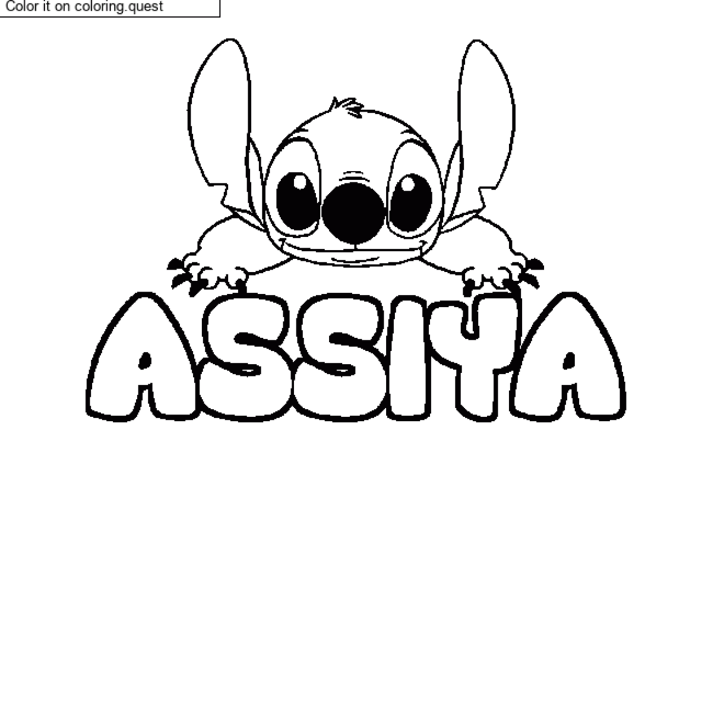 Coloring page first name ASSIYA - Stitch background by a guest