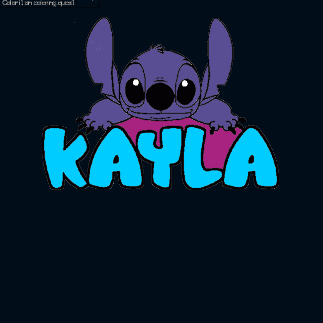 Coloring page first name KAYLA - Stitch background by a guest