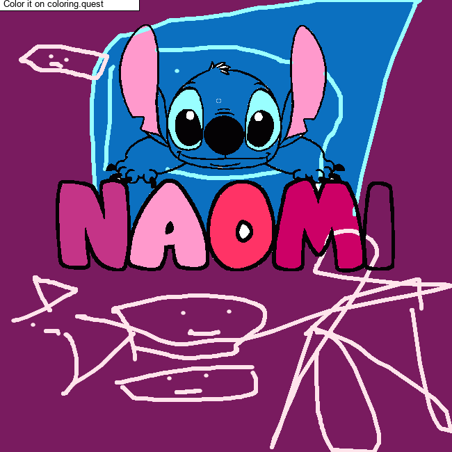 Coloring page first name NAOMI - Stitch background by a guest